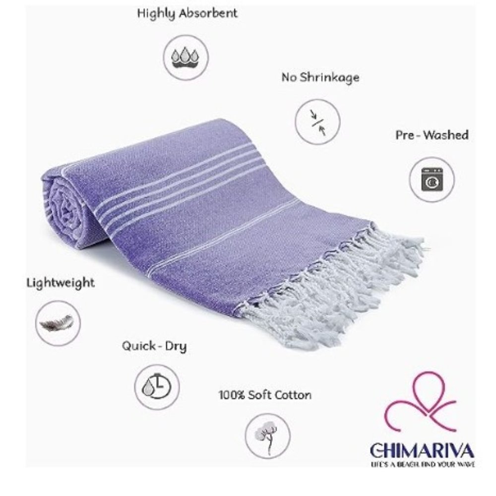 Oversized 100% Turkish Cotton Beach Towel w/ Matching Travel Bag - Picture 2 of 7